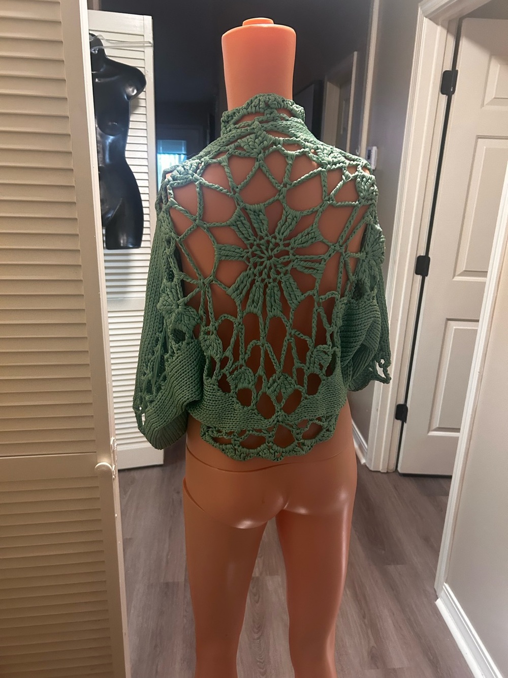 Arden B Mint Green Crochet Openwork Shrug